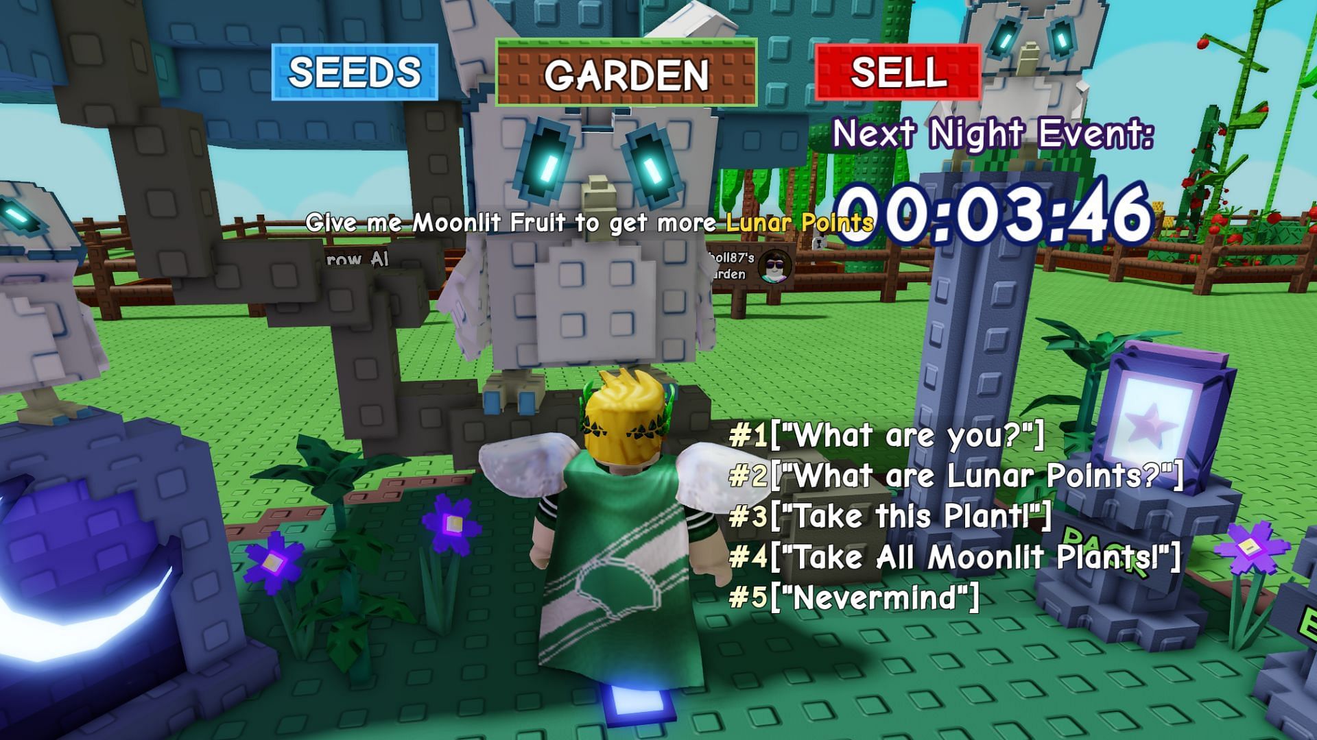 Offer Moonlit Fruits to the big owl (Image via Roblox)